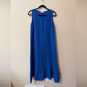 Terzo Millennio 100% Linen Dress Made In Italy Beach Breathable Cobalt Blue Sz S